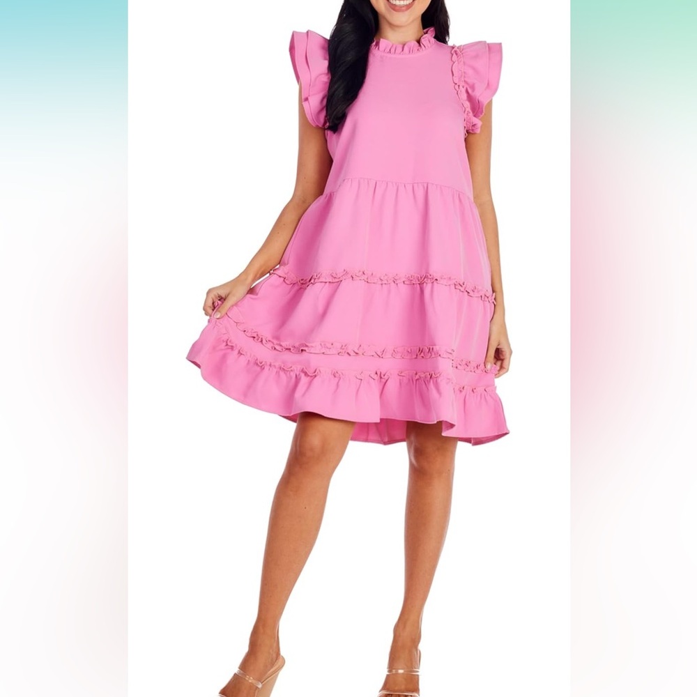 Mud Pie Pope Ruffle Pink dress